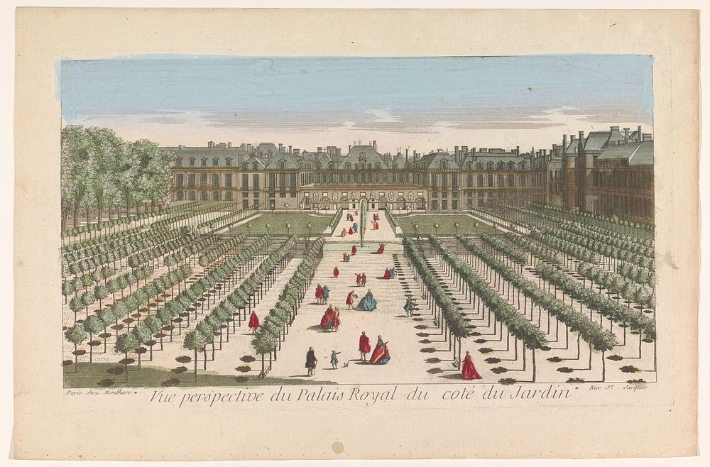 Gezicht op een koninklijk paleis gezien vanaf de tuin (1759 - c. 1796) by Louis Joseph Mondhare and anonymous