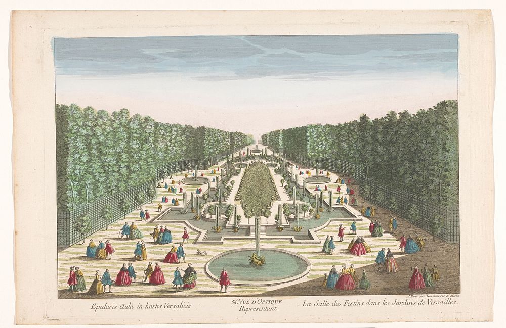 Gezicht op de Salle des Festins in de Tuin van Versailles (1745 - 1775) by Jean François Daumont and anonymous