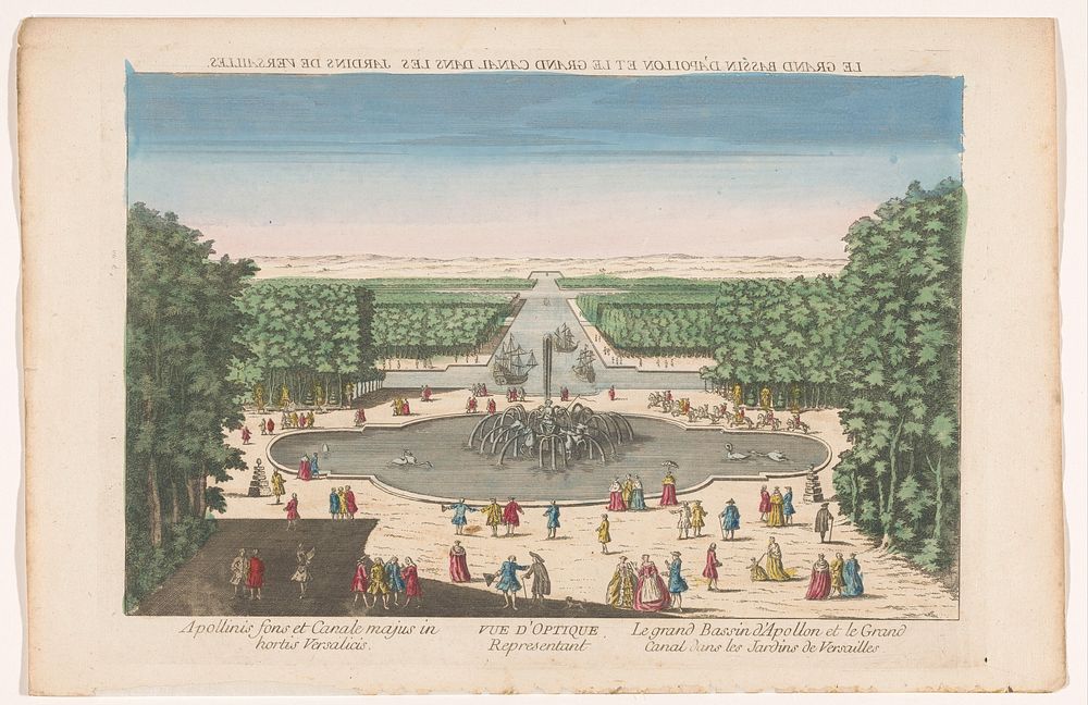 Gezicht op het Bassin d'Apollon en het Grand Canal in de Tuin van Versailles (1700 - 1799) by anonymous and anonymous