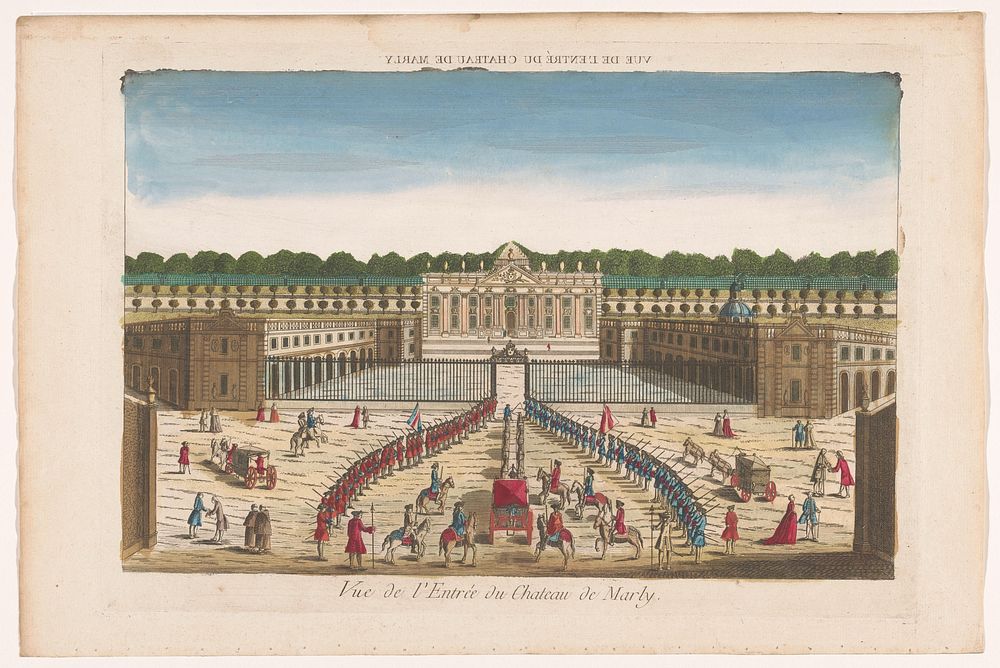 Gezicht op de voorzijde van het Château de Marly (1700 - 1799) by anonymous and anonymous