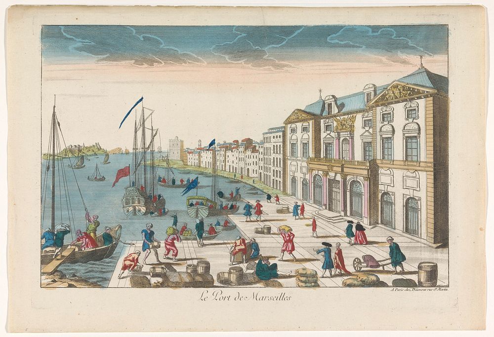 Gezicht op het Stadhuis en de haven te Marseille (1745 - 1775) by Jean François Daumont and anonymous