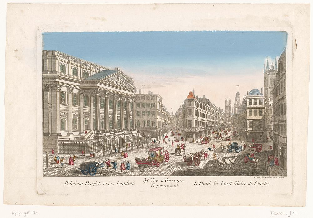 Gezicht op het Mansion House te Londen (1745 - 1775) by Jean François Daumont and anonymous