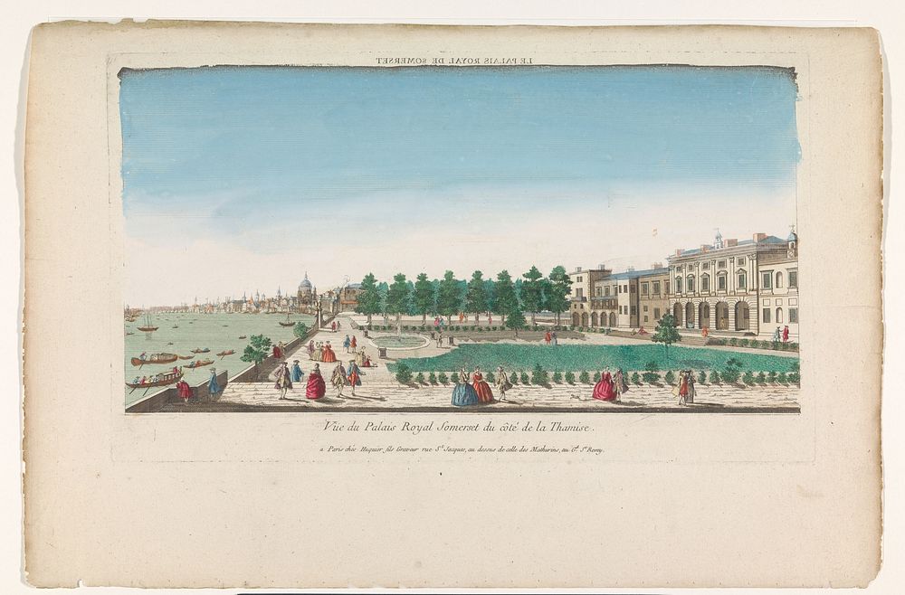 Gezicht op Somerset House aan de rivier de Theems te Londen (1735 - 1805) by Jacques Gabriel Huquier and anonymous