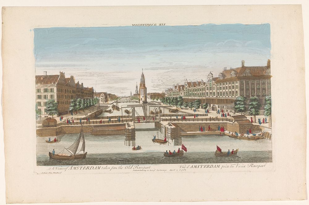 Gezicht op de Oudeschans te Amsterdam gezien vanaf het IJ (1752) by Louis Joseph Mondhare, anonymous and anonymous
