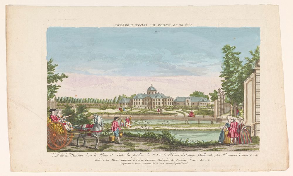 Gezicht op het Paleis Huis ten Bosch te Den Haag gezien vanaf de tuin (1700 - 1799) by Paquier, anonymous and Willem V prins…