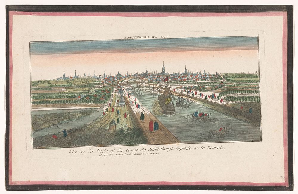 Gezicht op de stad Middelburg en het Havenkanaal (1700 - 1799) by Basset and anonymous