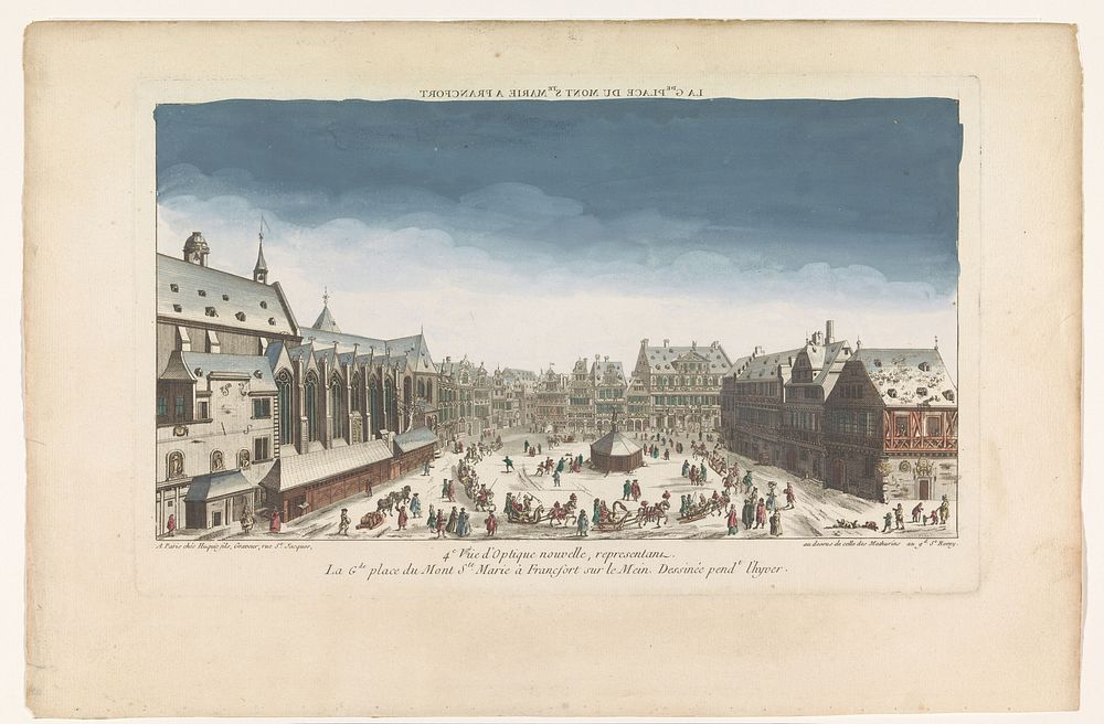 Gezicht op een plein te Frankfurt am Main (1735 - 1805) by Jacques Gabriel Huquier and anonymous