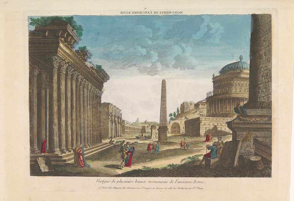 Gezicht op de ruïnes van de Zuil van Trajanus, de Boog van Constantijn en andere monumenten te Rome (1735 - 1805) by Jacques…