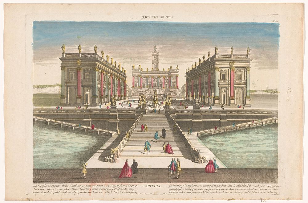 Gezicht op het Capitool te Rome (1700 - 1799) by Basset and anonymous
