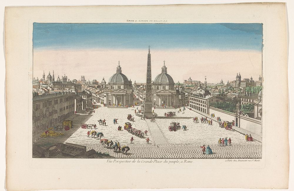 Gezicht op het Piazza del Popolo te Rome (1745 - 1775) by Jean François Daumont and anonymous