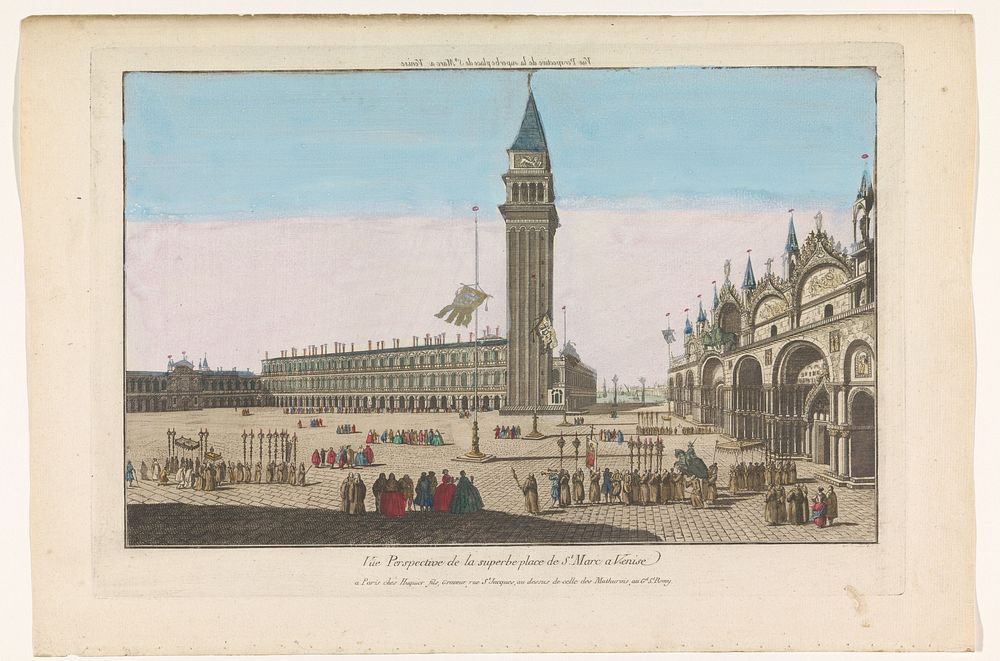 Gezicht op het San Marco Plein te Venetië (1735 - 1805) by Jacques Gabriel Huquier and anonymous