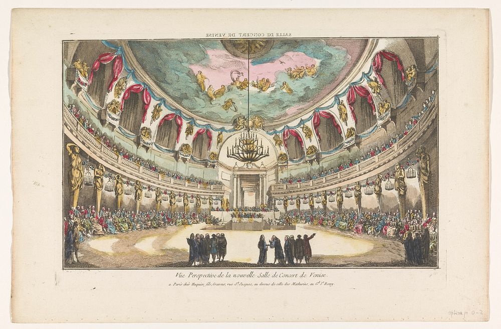 Gezicht op een concertzaal te Venetië (1735 - 1805) by Jacques Gabriel Huquier and anonymous