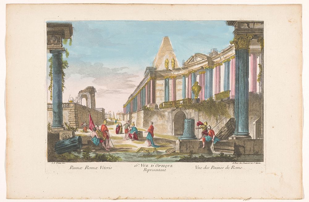 Gezicht op de ruïne van een zuilengalerij te Rome (1745 - 1775) by Jean François Daumont, anonymous and Giovanni Paolo…