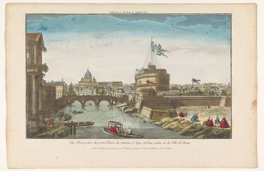 Gezicht op de Engelenburcht en de Engelenbrug over de rivier de Tiber te Rome (1735 - 1805) by Jacques Gabriel Huquier and…