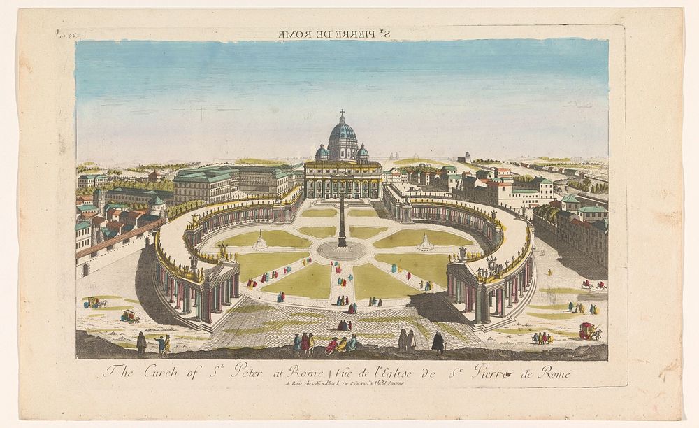 Gezicht op het Sint-Pietersplein en de Sint-Pietersbasiliek te Vaticaanstad (1759 - c. 1796) by Louis Joseph Mondhare and…