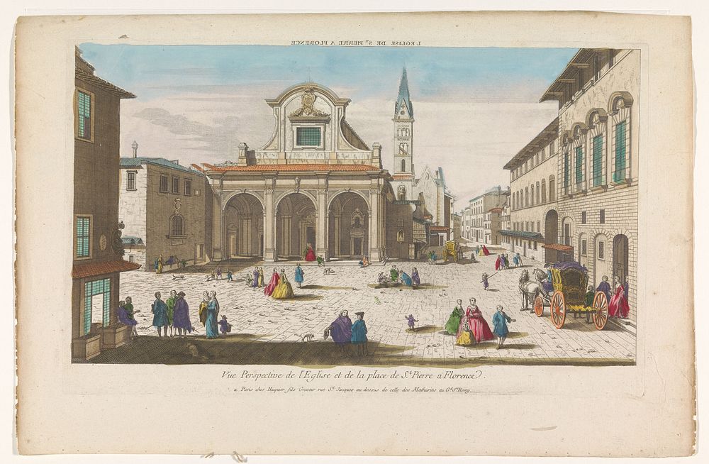 Gezicht op de kerk en het plein San Pier Maggiore te Florence (1735 - 1805) by Jacques Gabriel Huquier and anonymous
