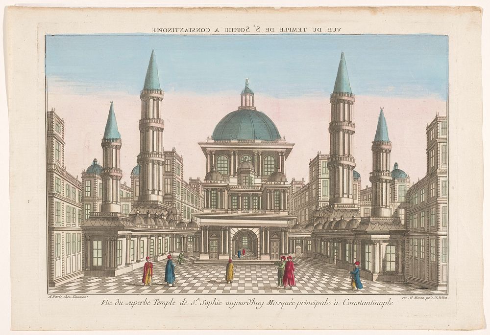 Gezicht op de moskee Aya Sophia te Constantinopel (1745 - 1775) by Jean François Daumont and anonymous