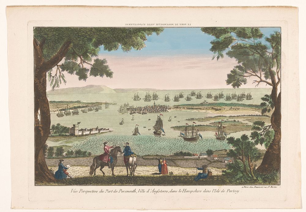 Gezicht op de haven te Portsmouth (1745 - 1775) by Jean François Daumont and anonymous