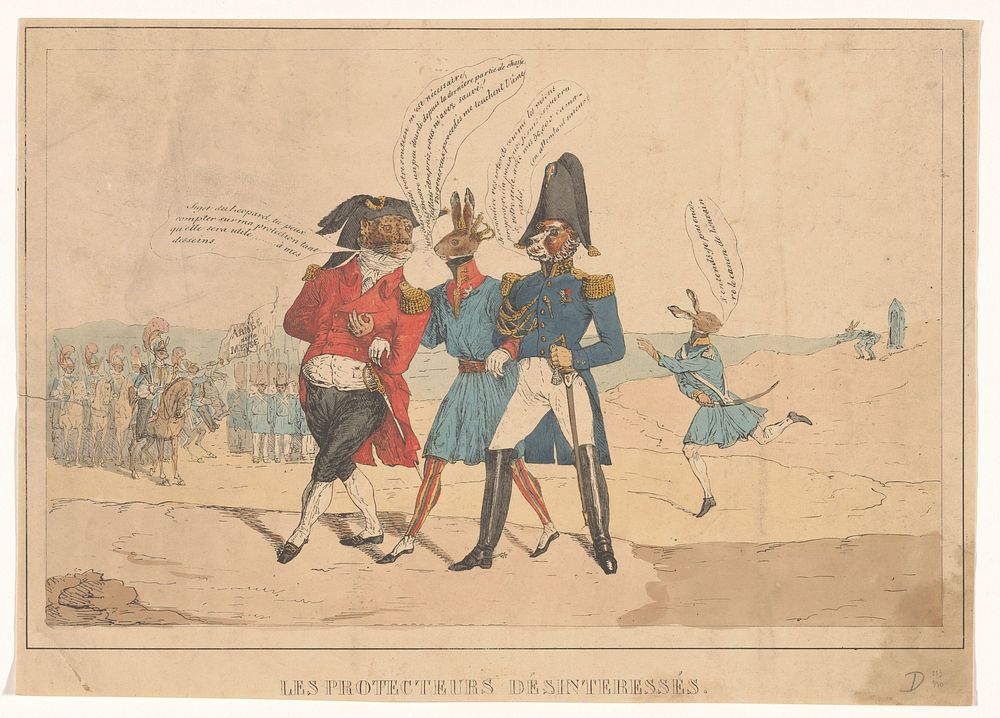 Bescherming van België door Groot-Brittannië en Frankrijk, 1831 (1831) by Paulus Charles Gerard Poelman