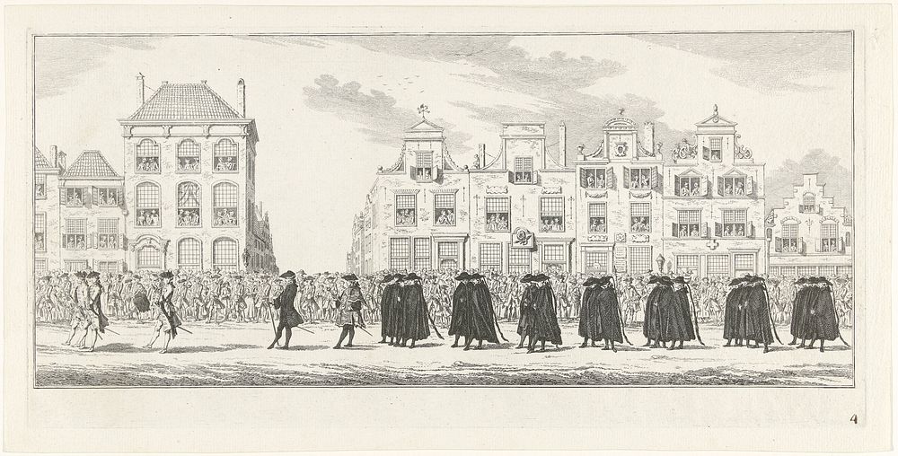Hofdienaren in de lijkstoet van Anna van Hannover te Delft, 1759 (1759 - 1761) by Simon Fokke and Paulus Constantijn la…