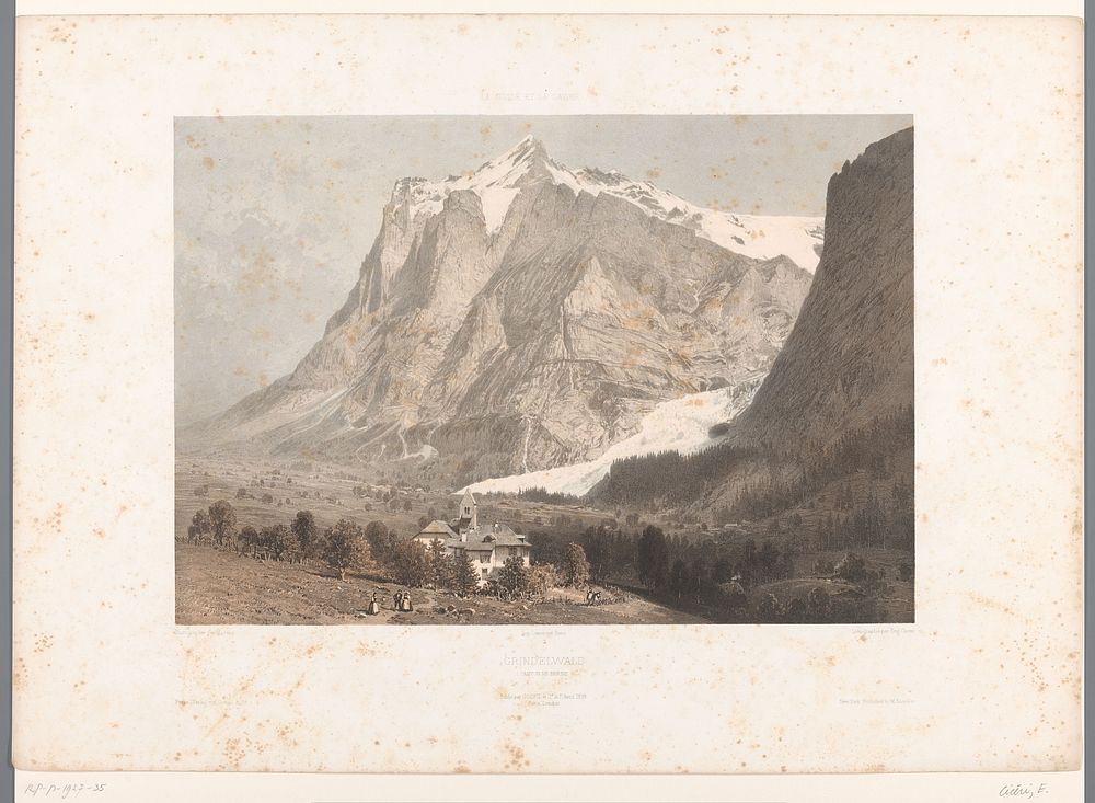 Zicht op Grindelwald (1859) by Eugène Cicéri, Frédéric Martens, Joseph Rose Lemercier, Goupil and Cie and Michael Knoedler