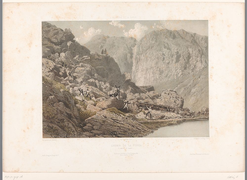 Wandelaars op de Furkapas (1859) by Eugène Cicéri, Frédéric Martens, Joseph Rose Lemercier, Goupil and Cie and Michael…