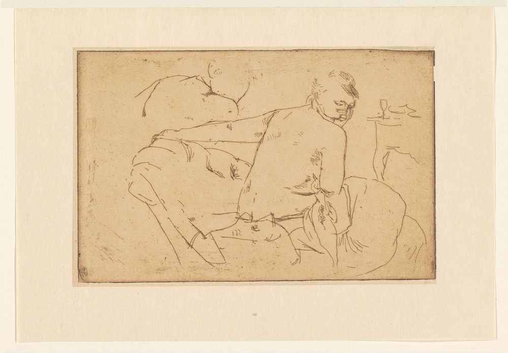 Zittend vrouwelijk halfnaakt (c. 1891 - c. 1892) by George Hendrik Breitner