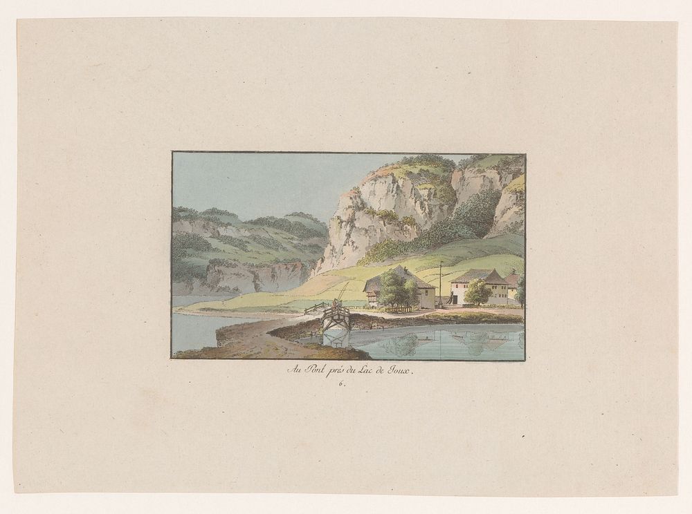 Gezicht op Le Pont bij het Lac de Joux (1782) by Heinrich Rieter, Johann Ludwig Aberli and anonymous