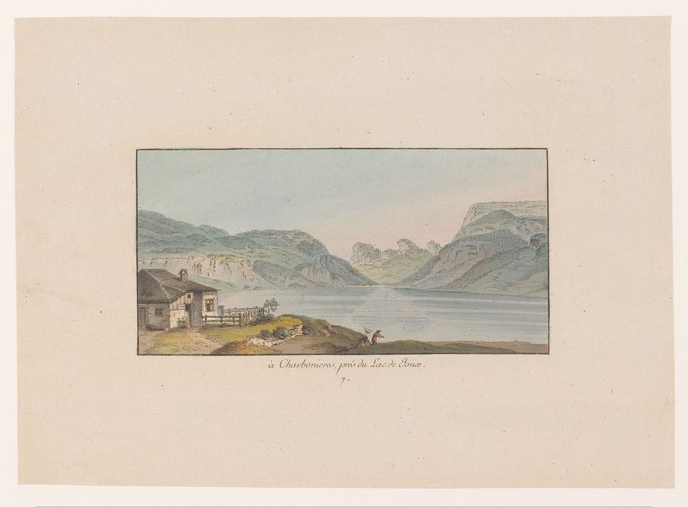 Gezicht op Les Charbonnières bij het Lac de Joux (1782) by Heinrich Rieter, Johann Ludwig Aberli and anonymous