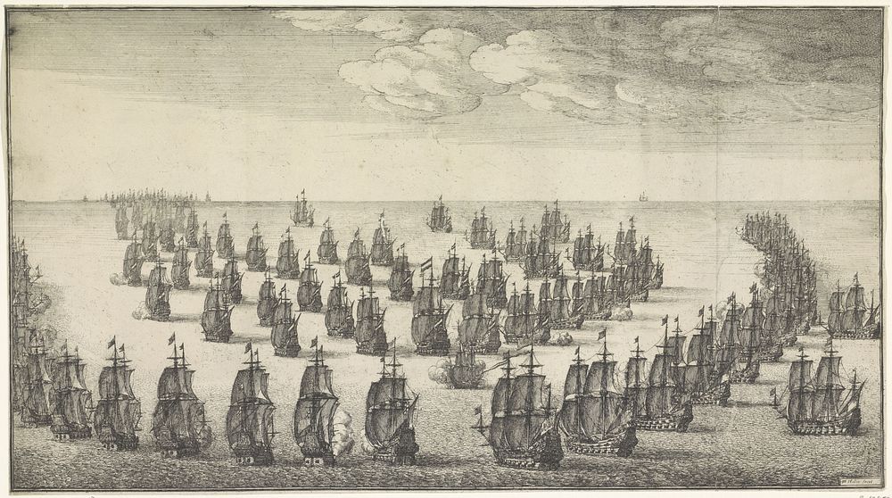 Zeeslag (1666) by Wenceslaus Hollar