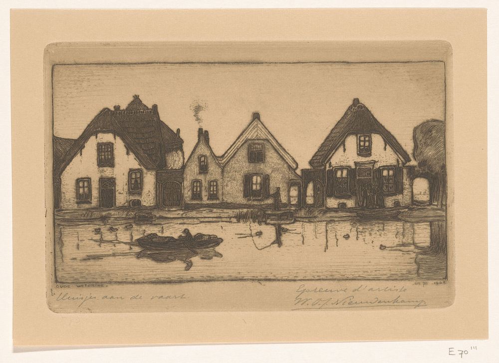 Huizen aan het water in Oude Wetering (1911) by Wijnand Otto Jan Nieuwenkamp