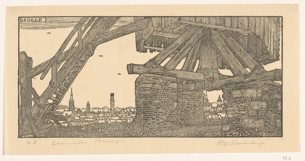 Onderstuk van een korenmolen in Brugge (1899) by Wijnand Otto Jan Nieuwenkamp