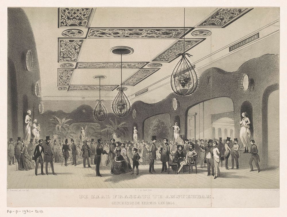 Zaal in Frascati (1854) by Carel Christiaan Antony Last, Adrianus Eversen and P Blommers Steendrukkerij van