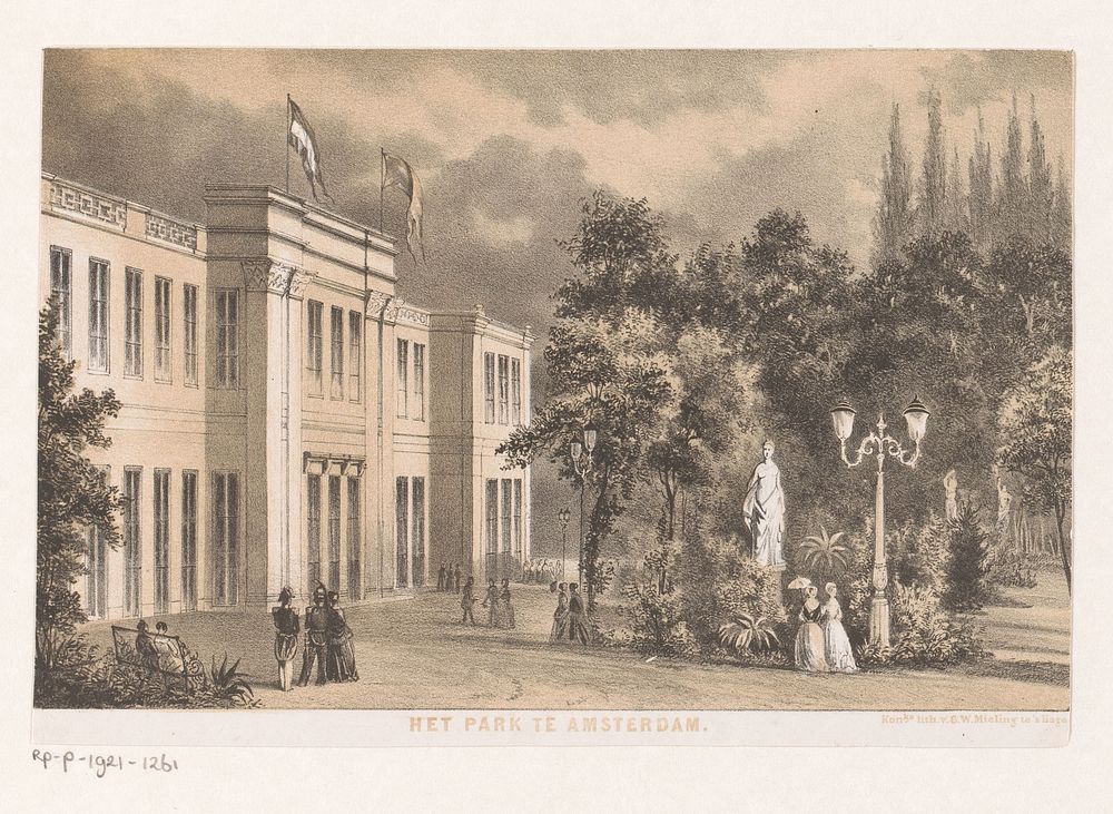 Gezicht op de Parkzaal in het Wertheimerpark (1847 - c. 1865) by anonymous, Pierre Tetar van Elven and Koninklijke…
