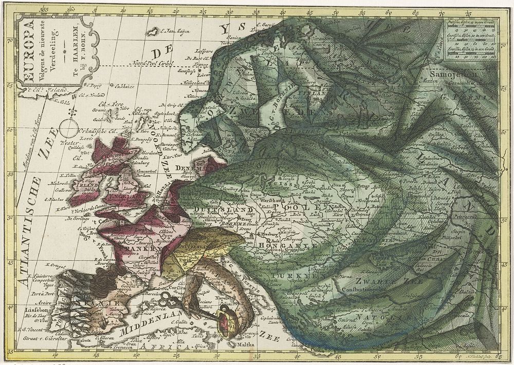 Kaart van Europa, ingekleurd als koningin (1804) by Hendrik Kloekhoff and François Bohn