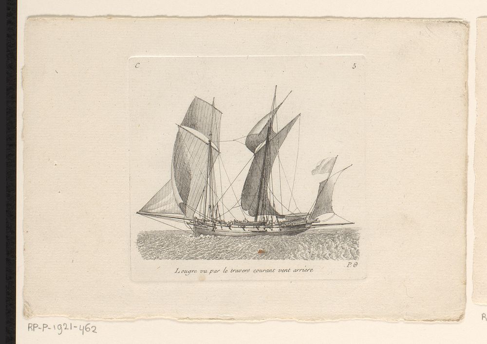Zeilschip op dwarsstroom (1747 - 1813) by Pierre Ozanne and Yves Marie Le Gouaz