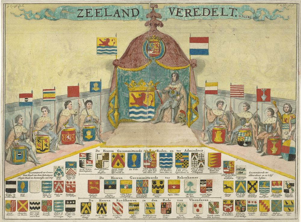 Wapens en namen van de Gecommitteerde Raden van Zeeland en de steden van Zeeland (1688 - 1691) by Joseph Mulder, Gerard de…