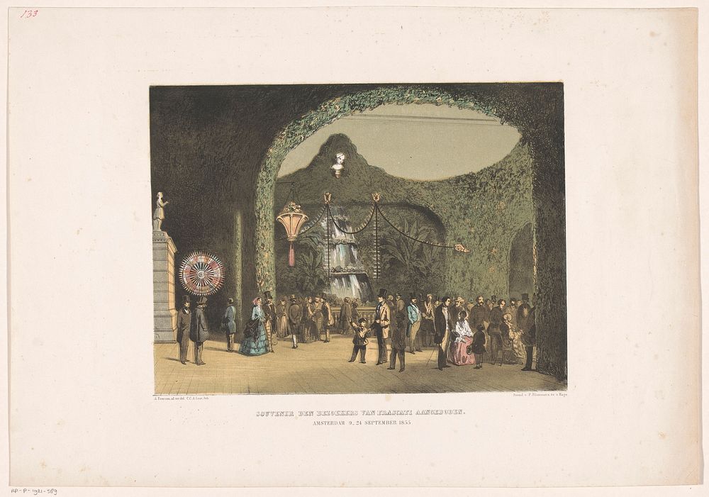 Zaal in Frascati te Amsterdam 1855 (1855) by Carel Christiaan Antony Last, Adrianus Eversen and P Blommers Steendrukkerij van