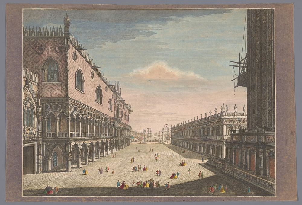 Gezicht op het San Marco Plein te Venetië (1745) by John Bowles, Thomas Bowles II and Michele Marieschi