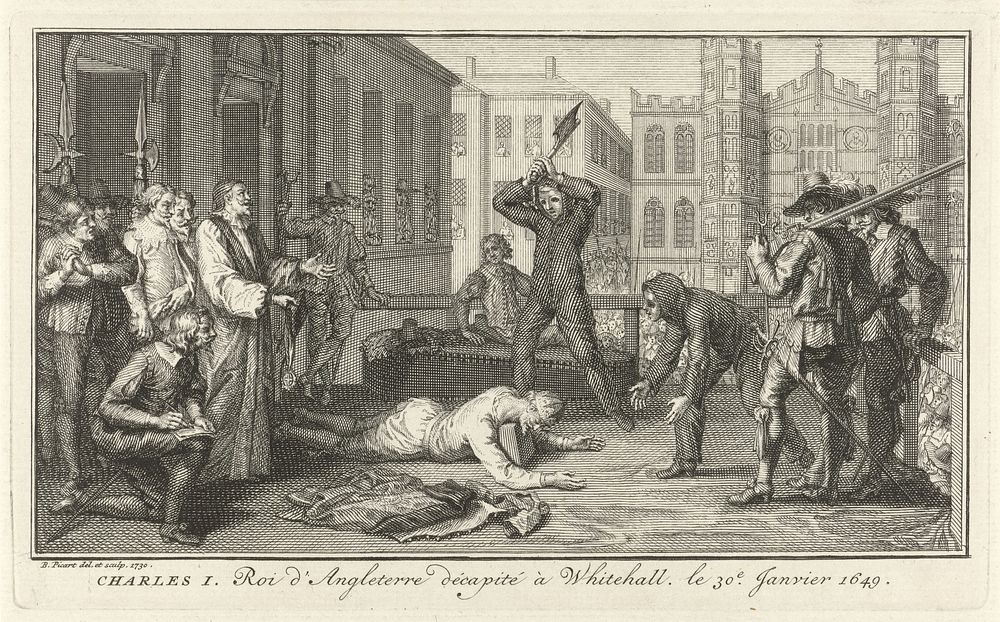 Onthoofding van Karel I van Engeland (1730) by Bernard Picart and Bernard Picart
