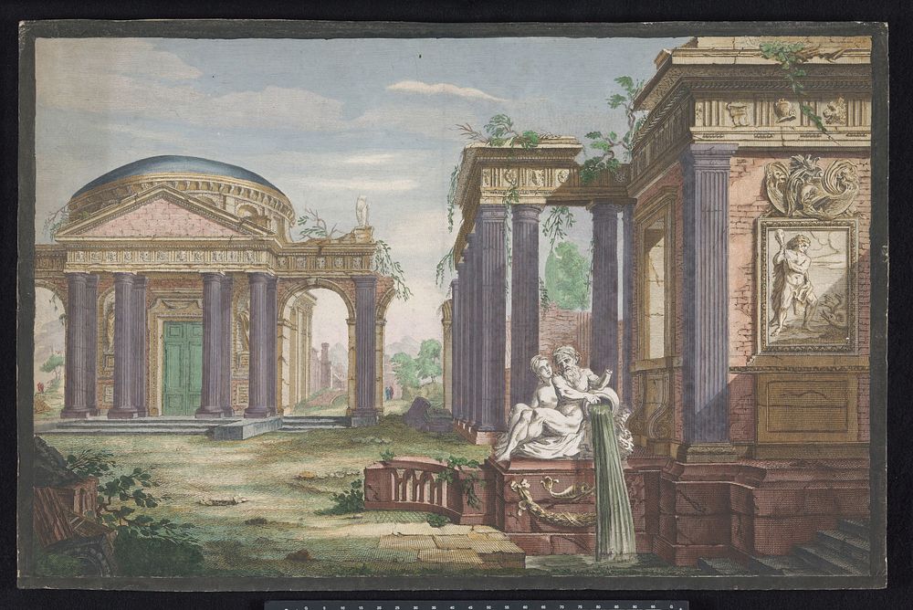 Gezicht op een Korinthische tempel (1700 - 1799) by anonymous, François Philippe Charpentier, Gilles Marie Oppenort and…