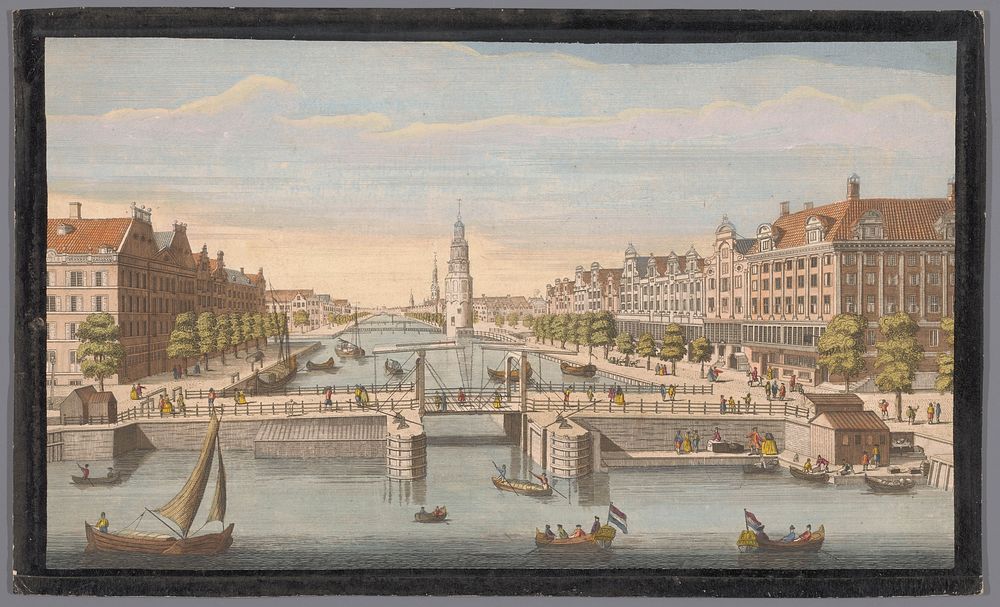 Gezicht op de Oudeschans te Amsterdam gezien vanaf het IJ (1752) by Robert Sayer, Henry Overton II and anonymous