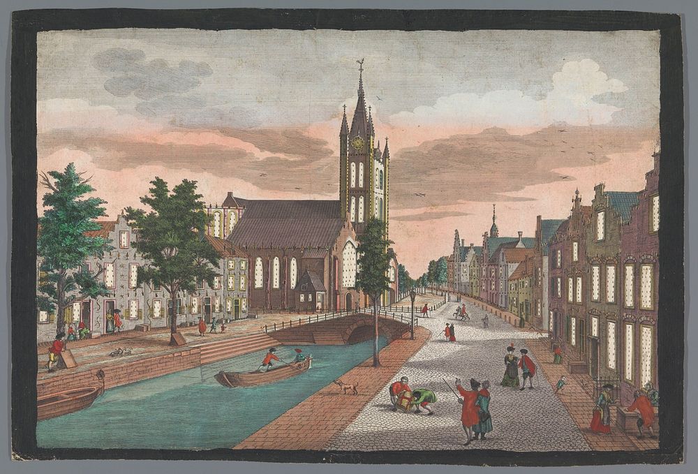 Gezicht op de Oude Kerk te Delft (1742 - 1801) by Georg Balthasar Probst, Georg Gottfried Winckler, Isaac van Haastert and…