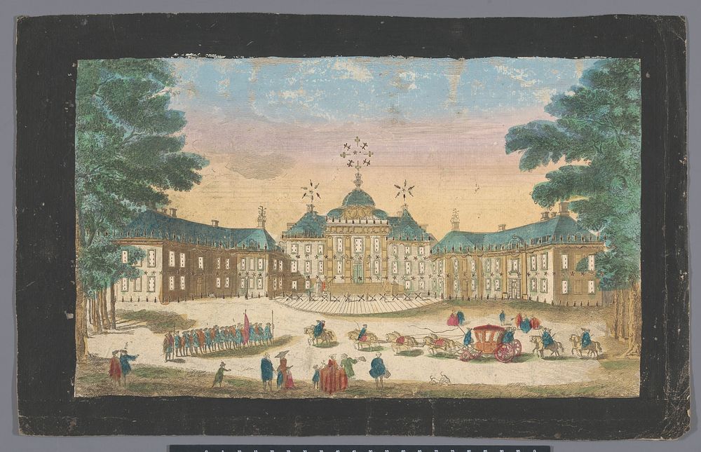 Gezicht op de voorzijde van het Paleis Huis ten Bosch te Den Haag (1700 - 1799) by Basset, anonymous and Willem V prins van…