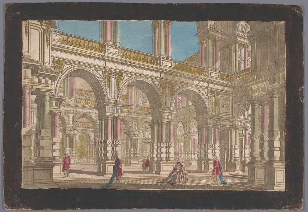 Gezicht op het interieur van een bouwwerk (1700 - 1799) by anonymous and anonymous