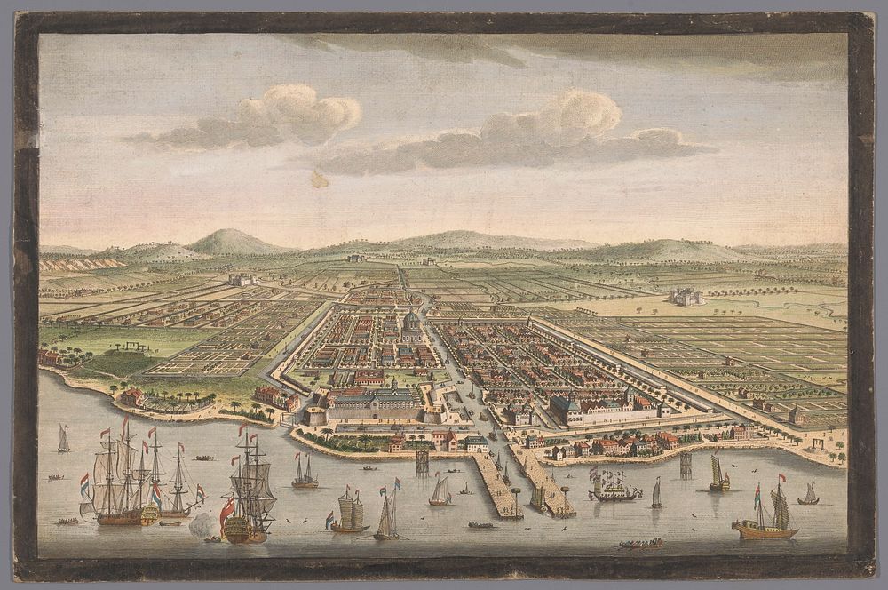 Gezicht op de stad Batavia (1754) by Robert Sayer, anonymous and I van Ryne