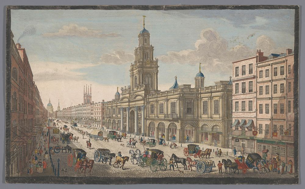 Gezicht op de Royal Exchange te Londen (1751) by Robert Sayer, Thomas Bowles II and Thomas Bowles II