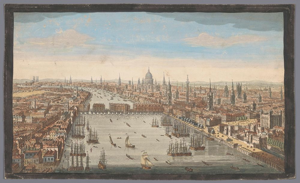 Gezicht op de stad Londen (1751) by Robert Sayer, Thomas Bowles II and Thomas Bowles II