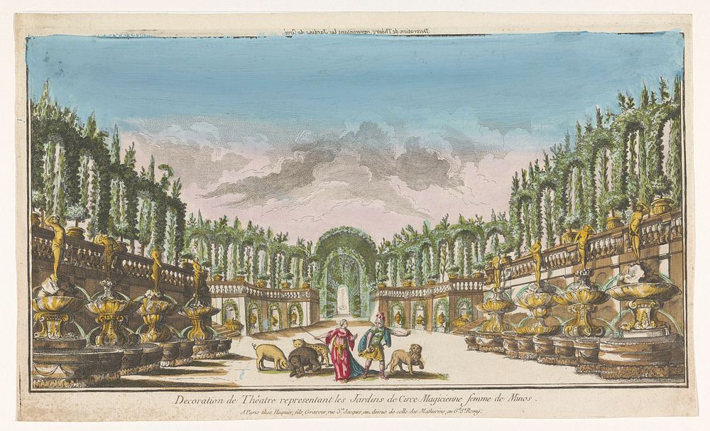 Gezicht op de tuin van Circe (1735 - 1805) by Jacques Gabriel Huquier and anonymous