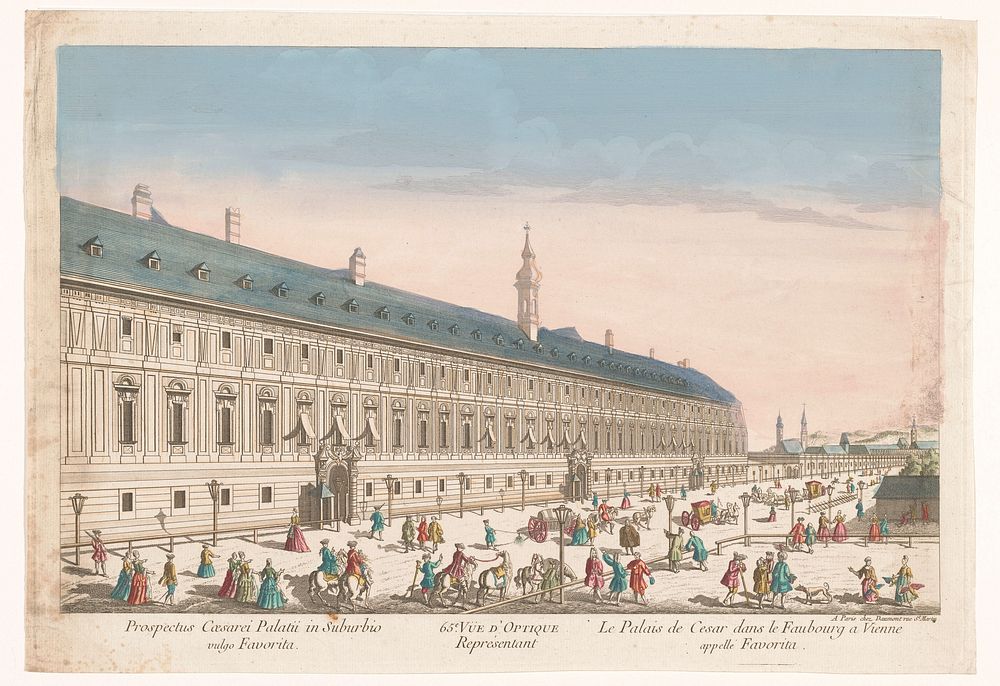 Gezicht op een keizerlijk paleis in een buitenwijk te Wenen (1745 - 1775) by Jean François Daumont and anonymous
